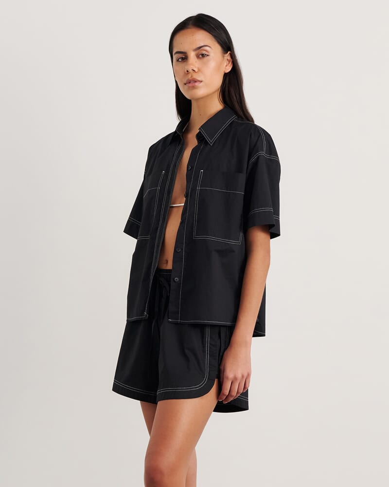Eden Relaxed Short Sleeve Shirt in BLACK