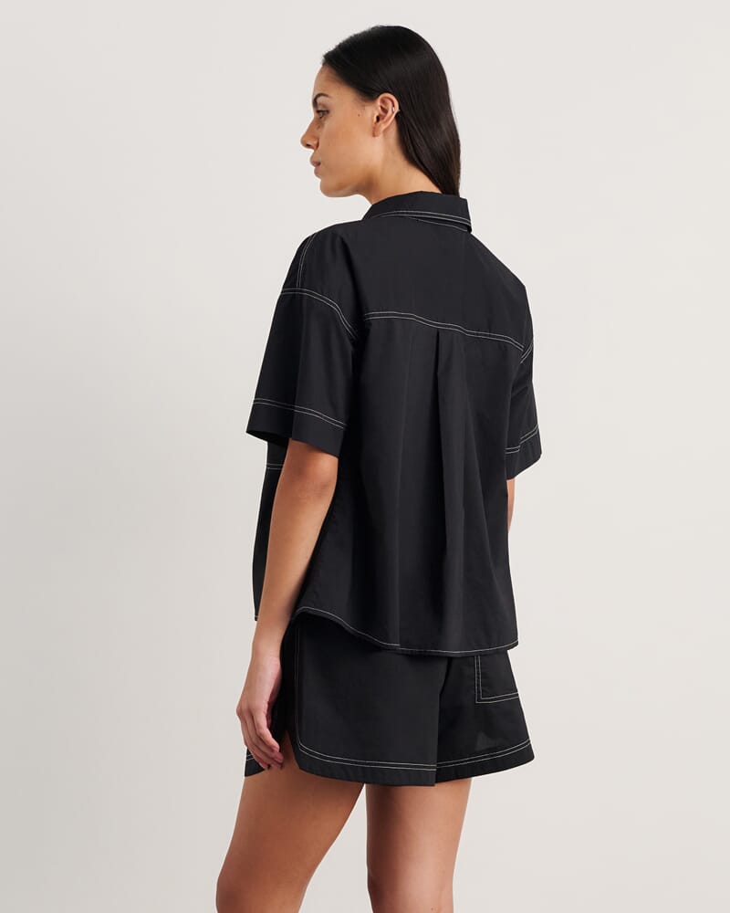 Eden Relaxed Short Sleeve Shirt in BLACK