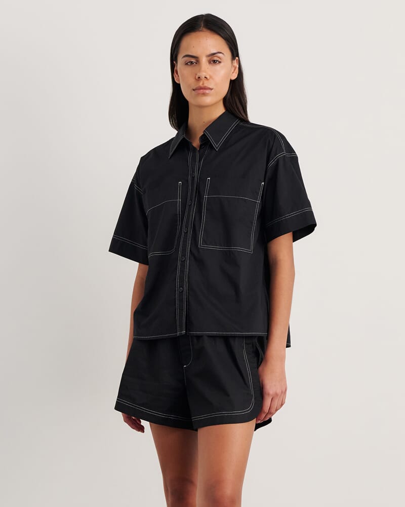 Eden Relaxed Short Sleeve Shirt in BLACK