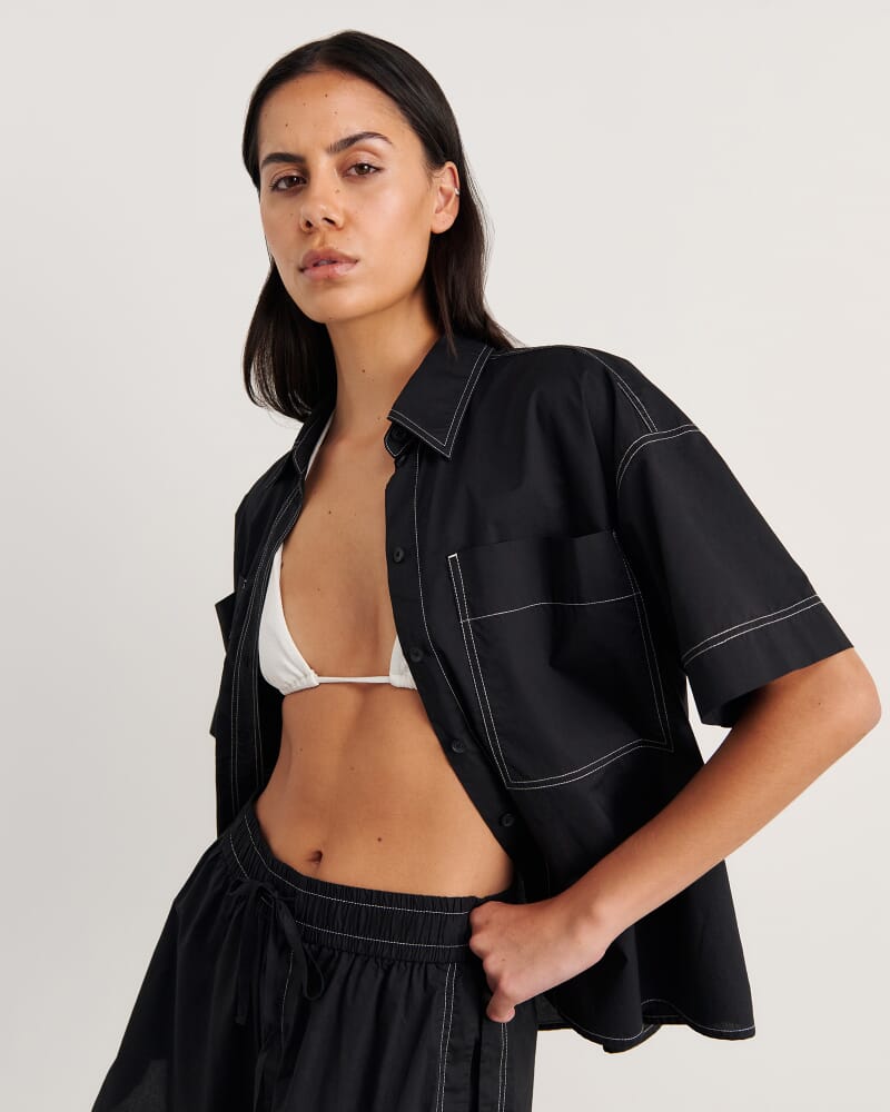 Eden Relaxed Short Sleeve Shirt in BLACK
