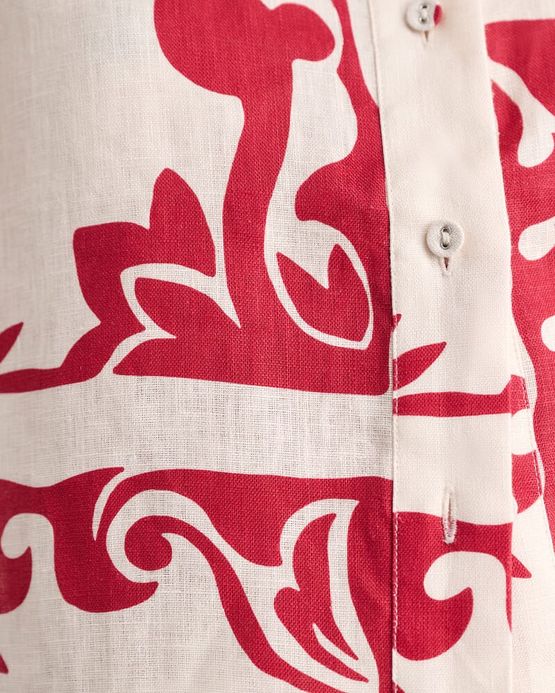 Wave Linen Shirt in RED MULTI