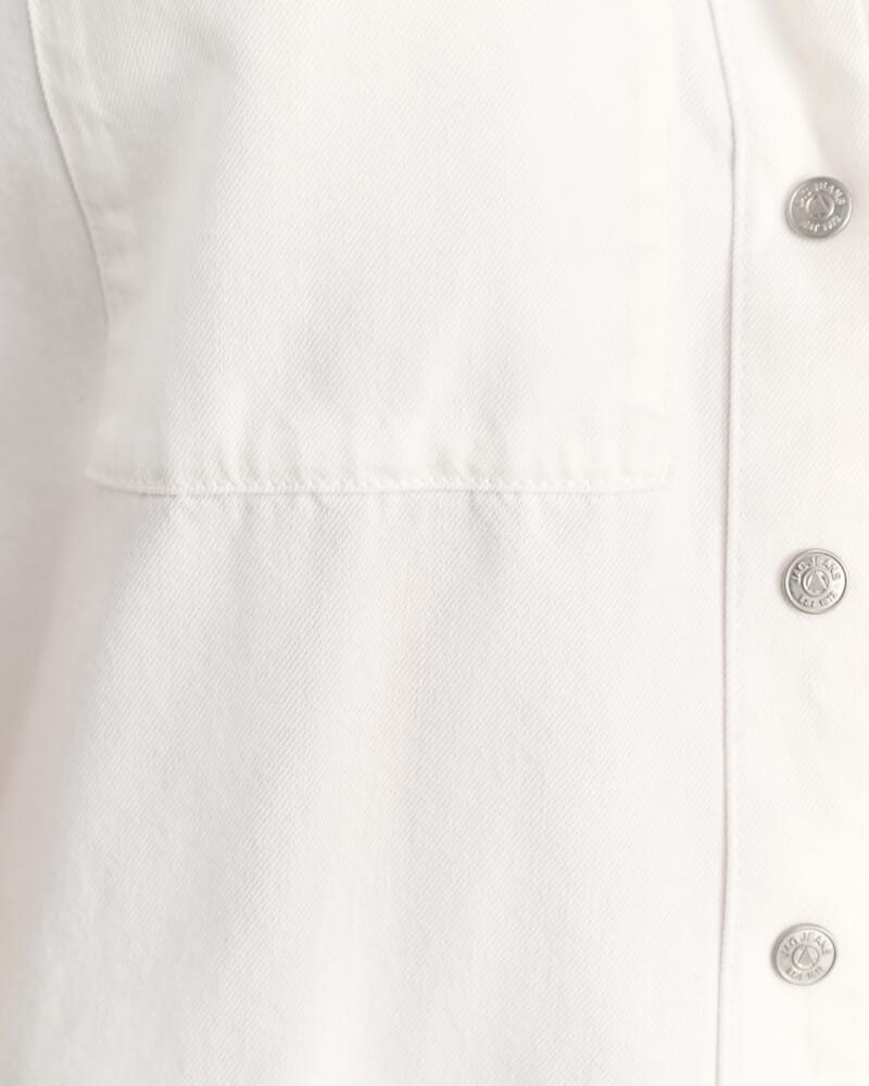 Carrie Denim Short Sleeve Shirt in WHITE