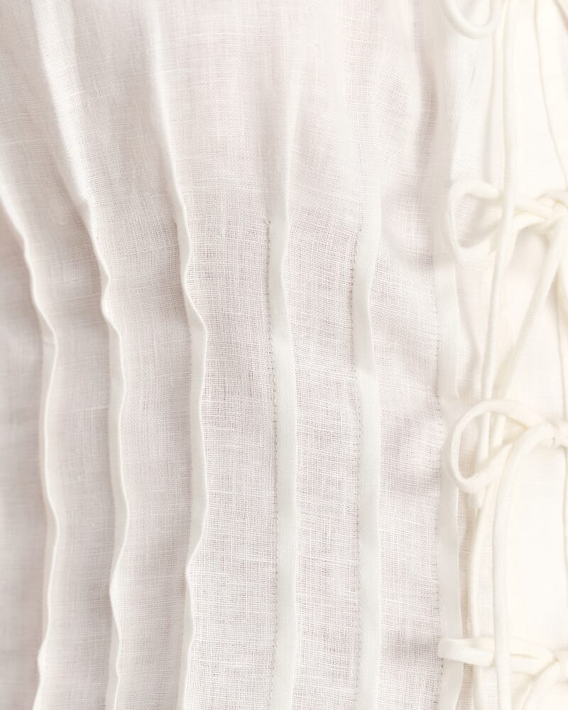 Delphine Pintuck Linen Blouse in WHITE