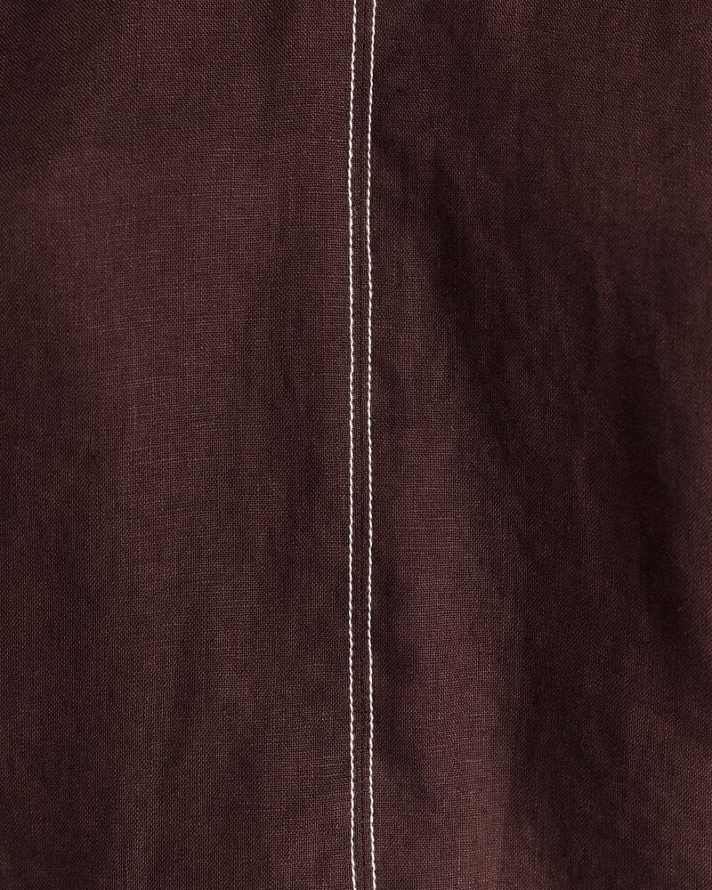 Ann Linen Open Back Top in DARK CHOCOLATE