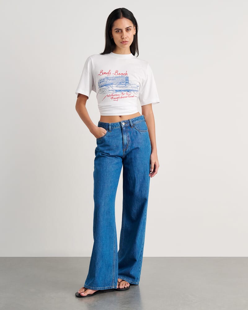 Aston Short Sleeve Tee in WHITE/BLUE