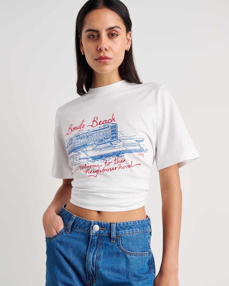 Aston Short Sleeve Tee in WHITE/BLUE