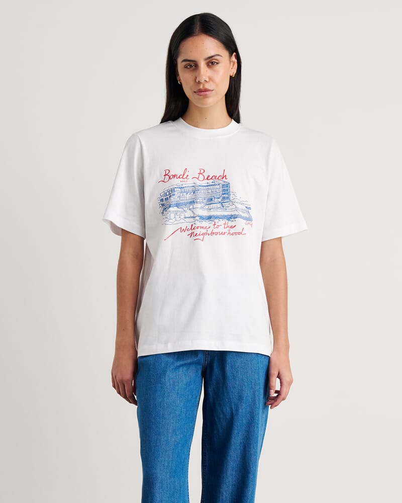 Aston Short Sleeve Tee in WHITE/BLUE