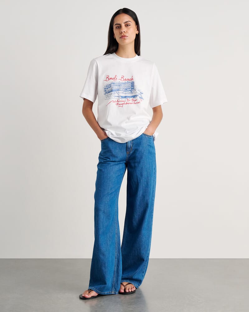 Aston Short Sleeve Tee in WHITE/BLUE