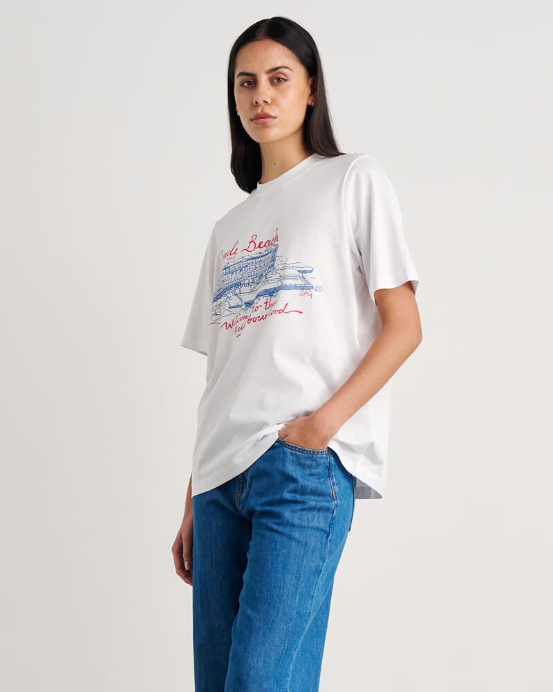 Aston Short Sleeve Tee in WHITE/BLUE