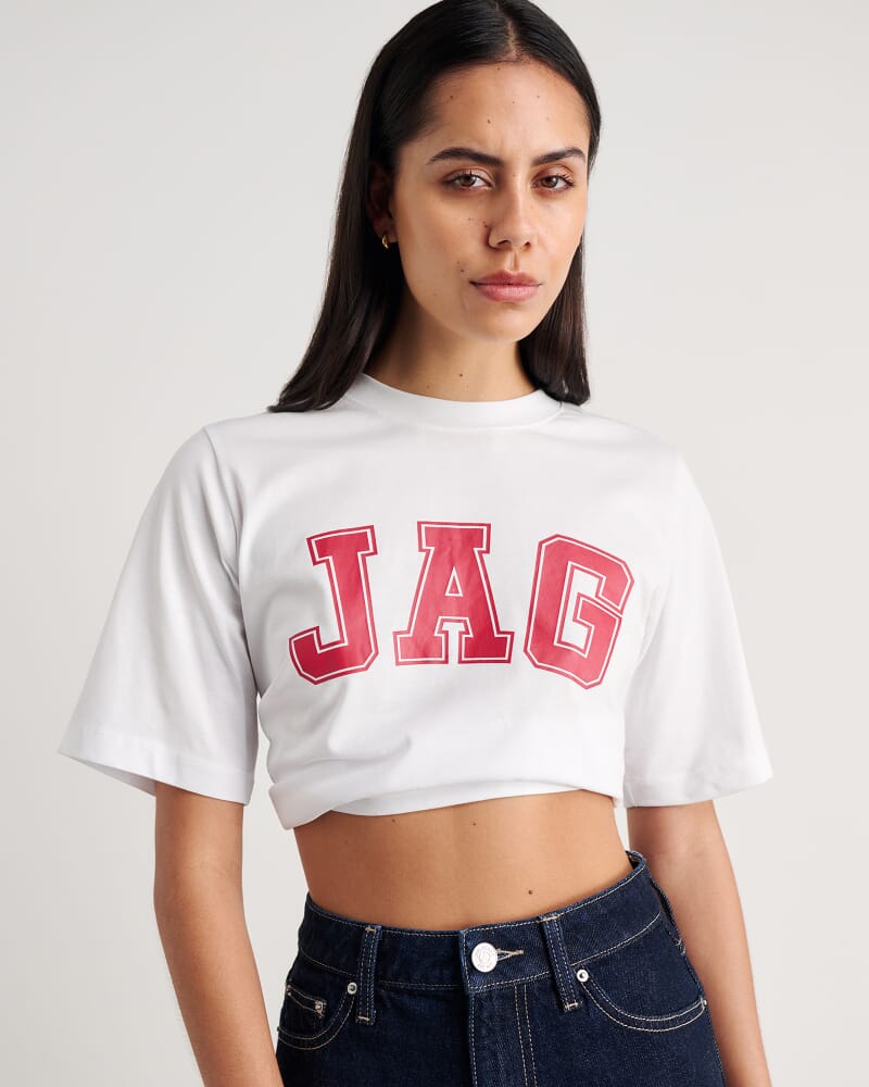 Aston Short Sleeve Tee in WHITE/MERLOT