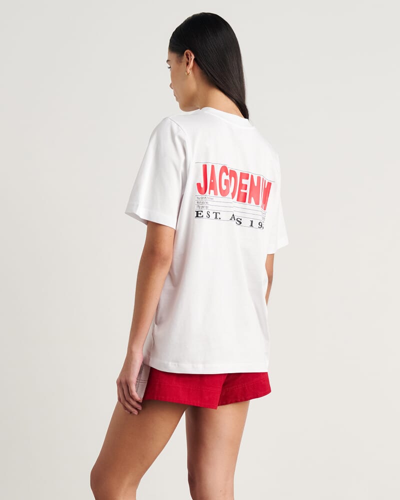 Aston Short Sleeve Tee in WHITE/RED