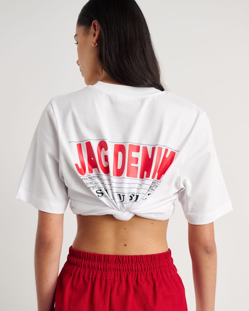 Aston Short Sleeve Tee in WHITE/RED