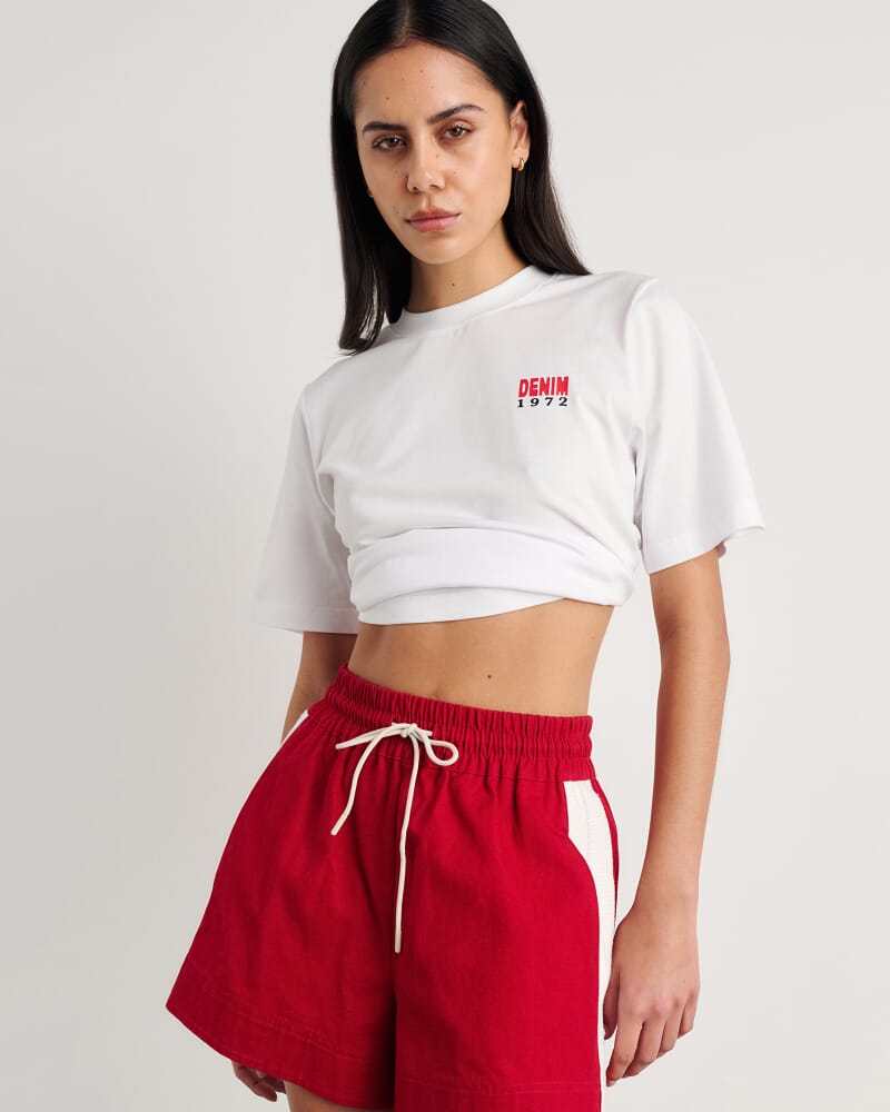 Aston Short Sleeve Tee in WHITE/RED