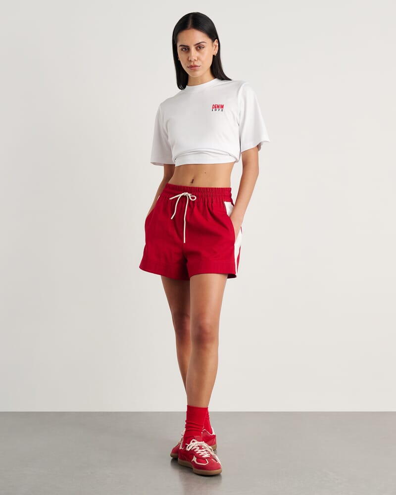 Aston Short Sleeve Tee in WHITE/RED