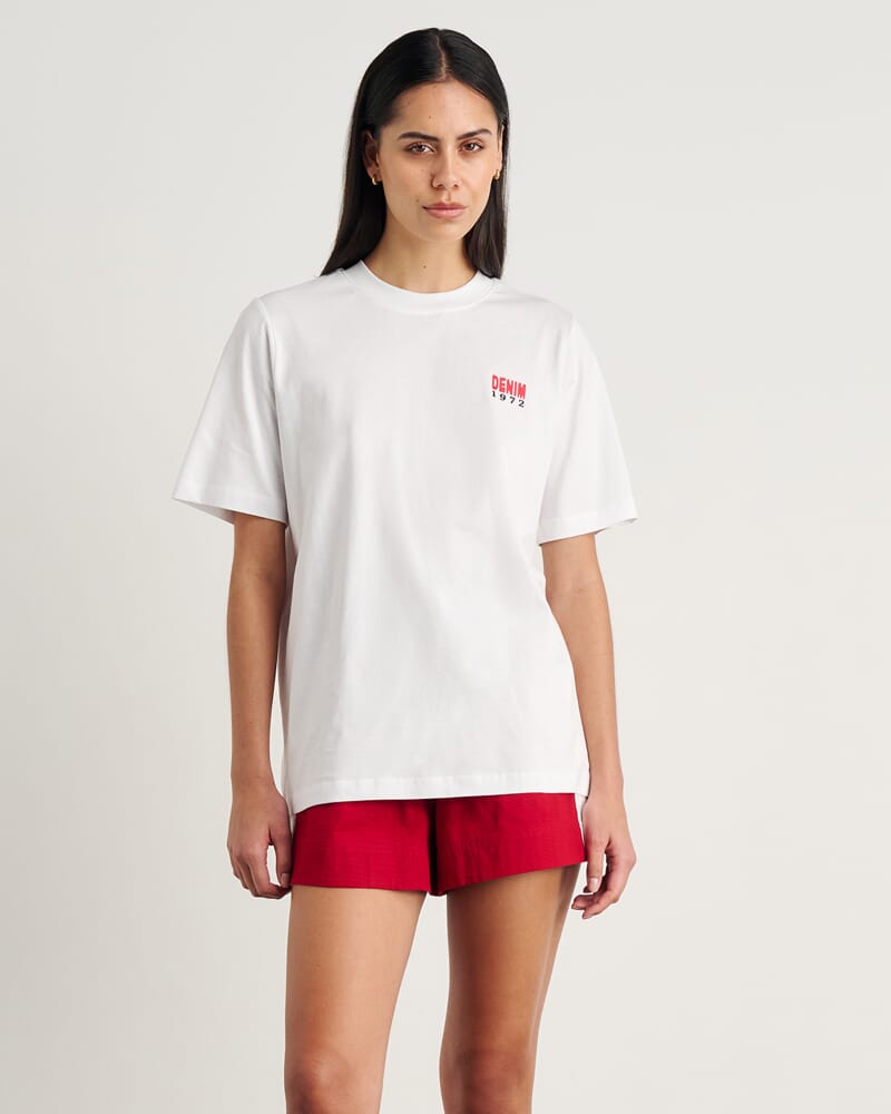 Aston Short Sleeve Tee in WHITE/RED