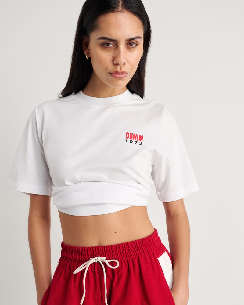 Aston Short Sleeve Tee in WHITE/RED