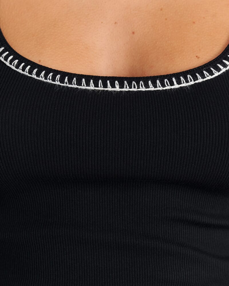Celina Blanket Stitch Tank in BLACK