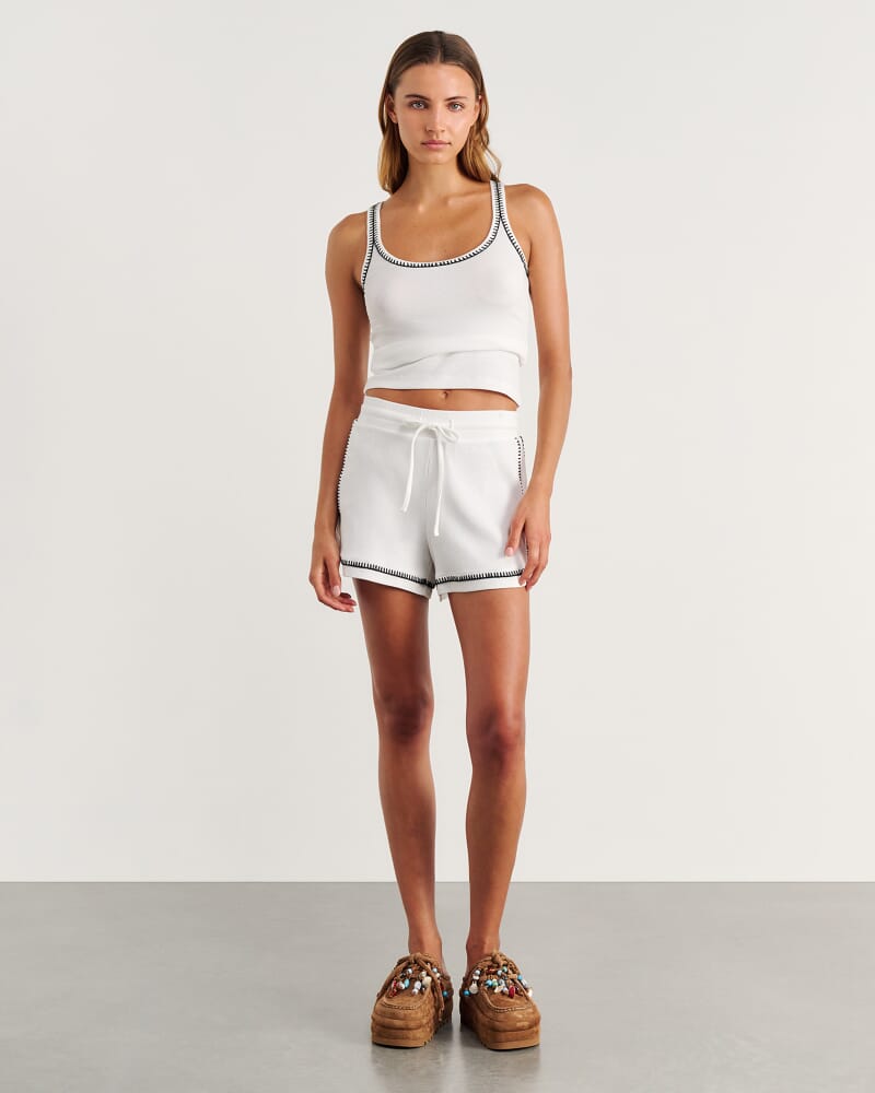 Celina Blanket Stitch Tank in WHITE