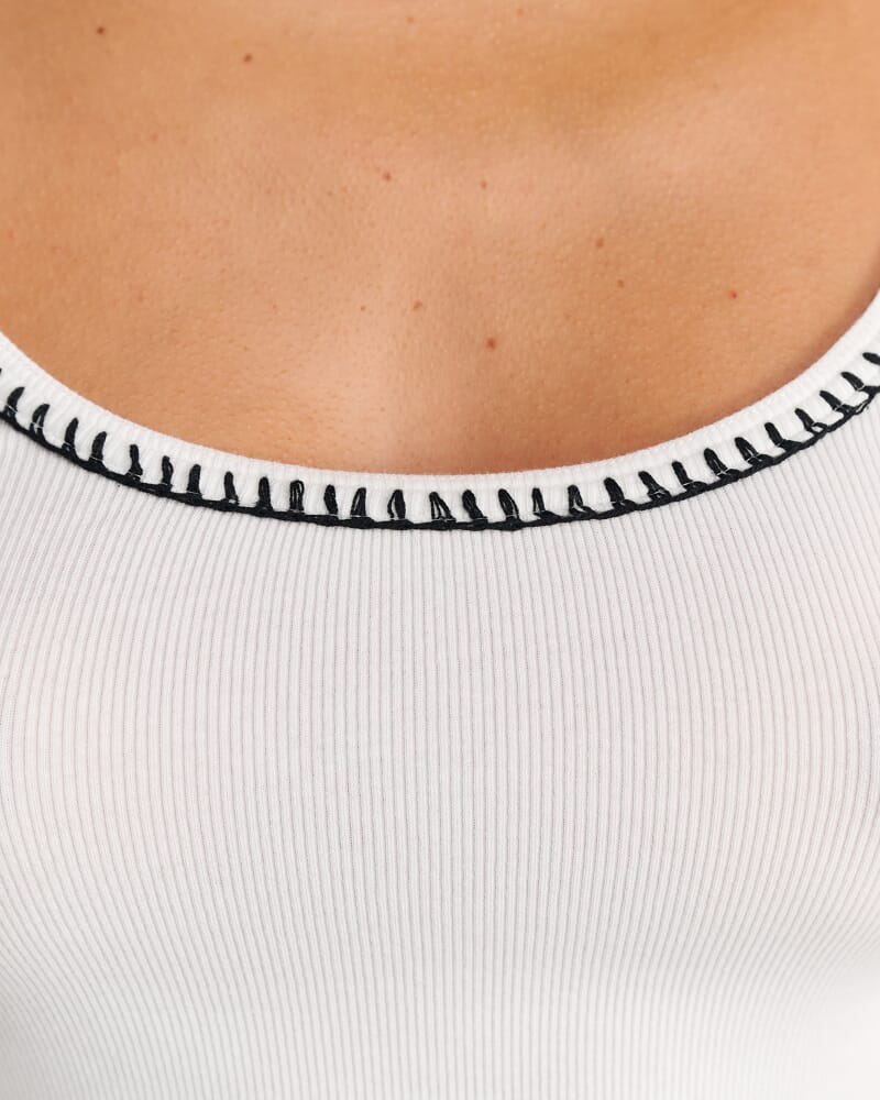 Celina Blanket Stitch Tank in WHITE