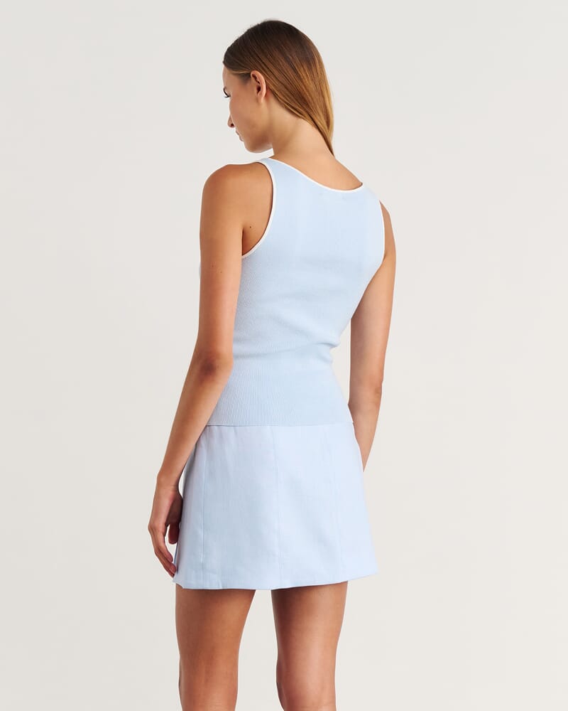 Lydia Contrast Knit Tank in ICE BLUE