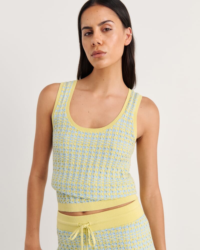 Kelly Contrast Knit Tank in BLUE/YELLOW
