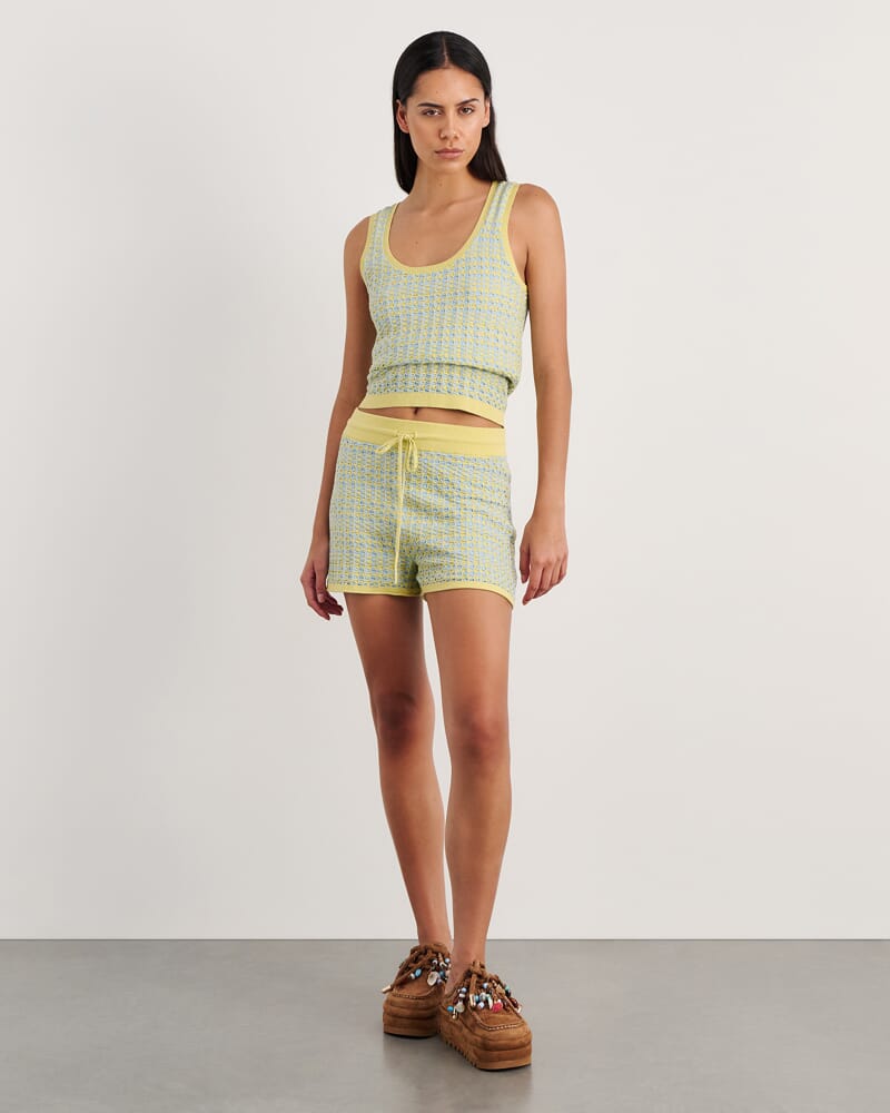 Kelly Contrast Knit Tank in BLUE/YELLOW
