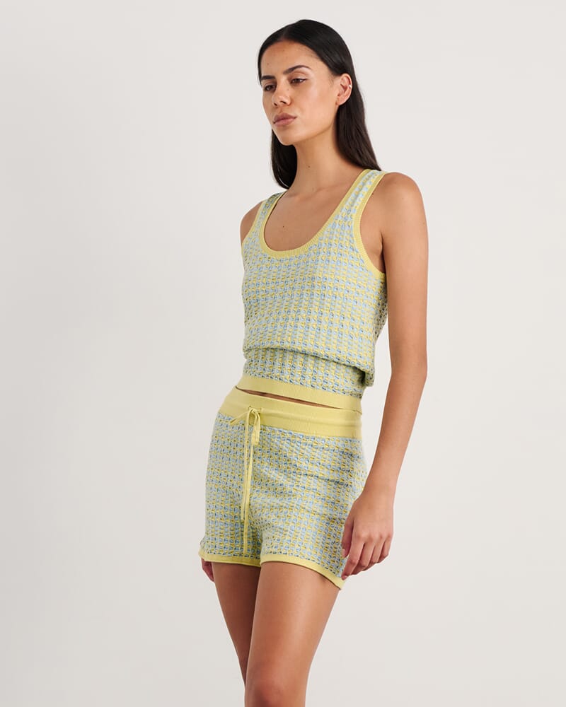 Kelly Contrast Knit Tank in BLUE/YELLOW