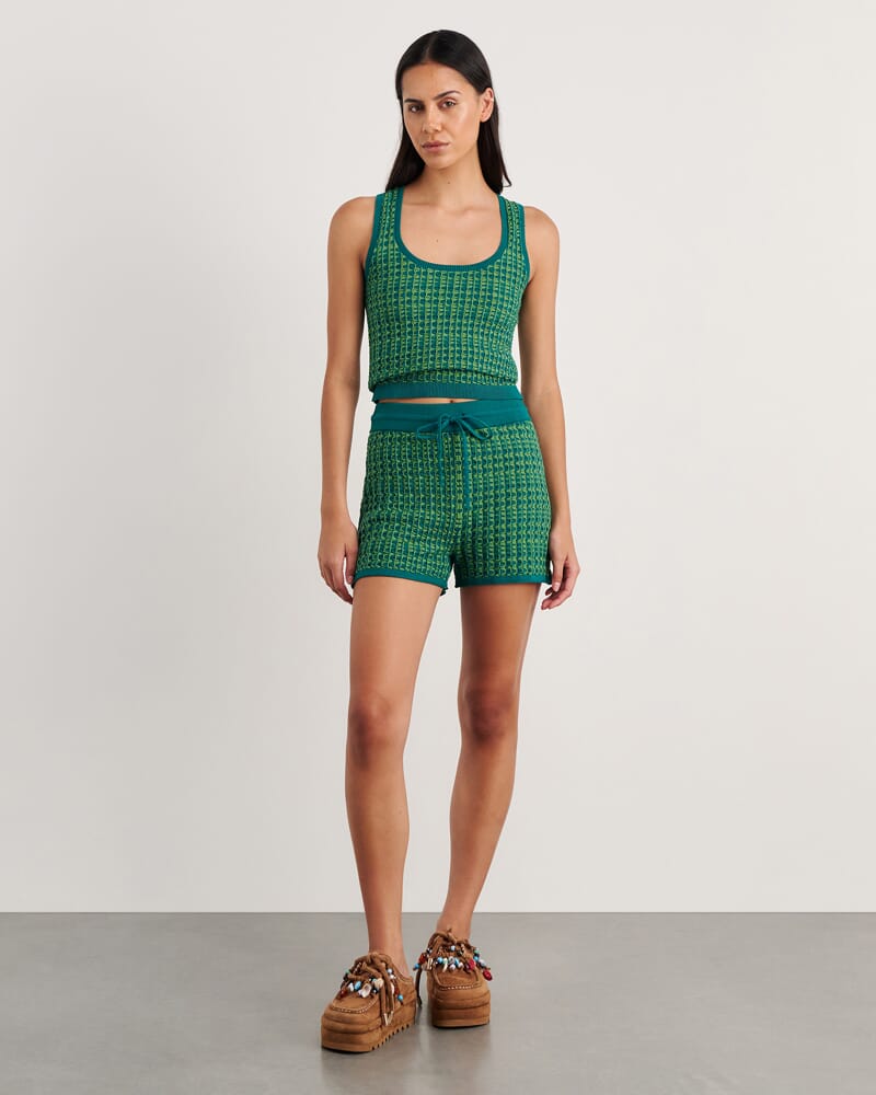 Kelly Contrast Knit Tank in GREEN MULTI
