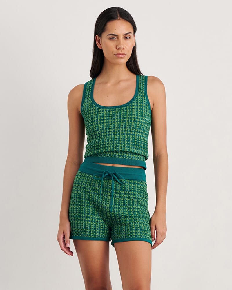 Kelly Contrast Knit Tank in GREEN MULTI