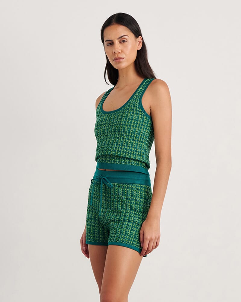 Kelly Contrast Knit Tank in GREEN MULTI