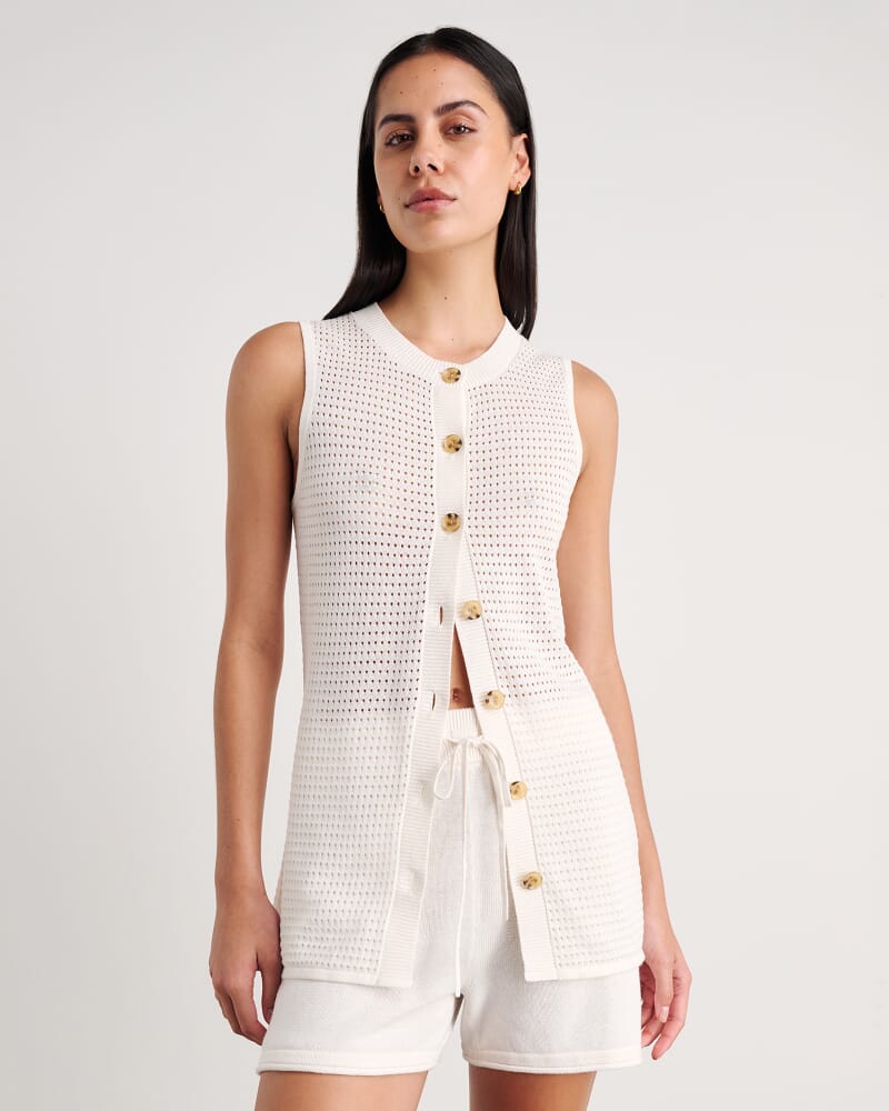 Brita Longline Knit Vest in MILK