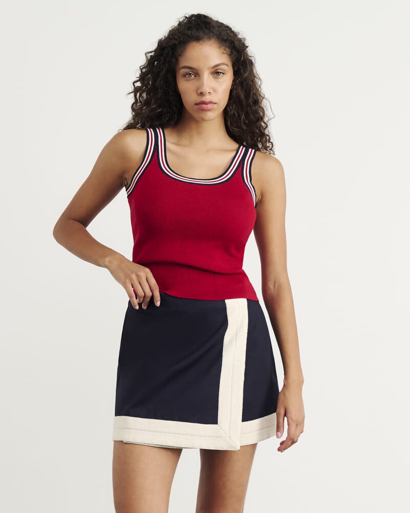Lydia Stripe Knit Tank in DEEP RED