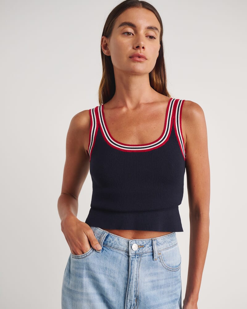 Lydia Stripe Knit Tank in INK