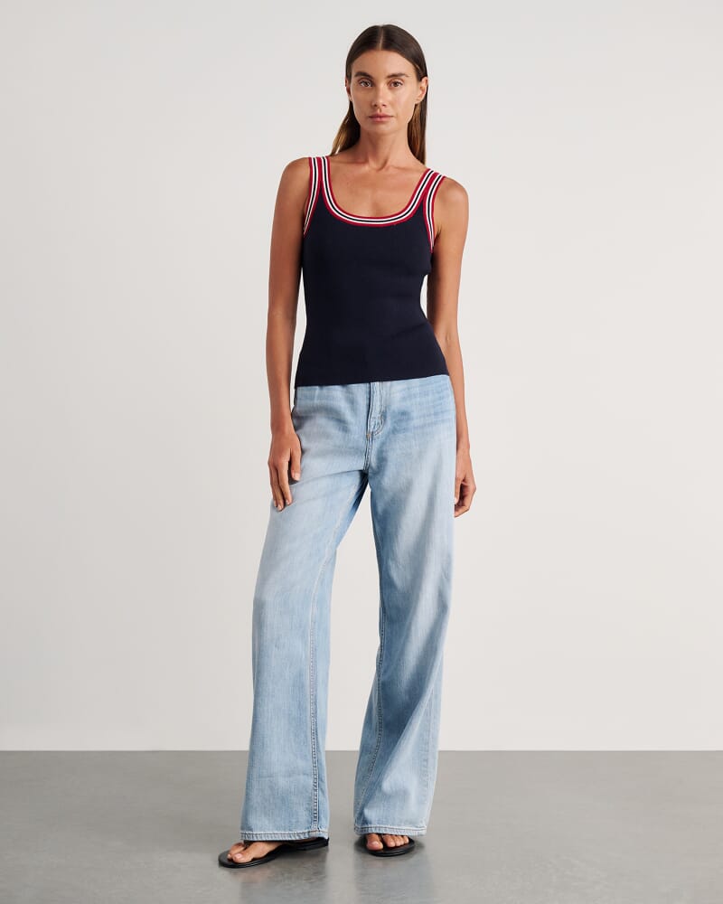 Lydia Stripe Knit Tank in INK