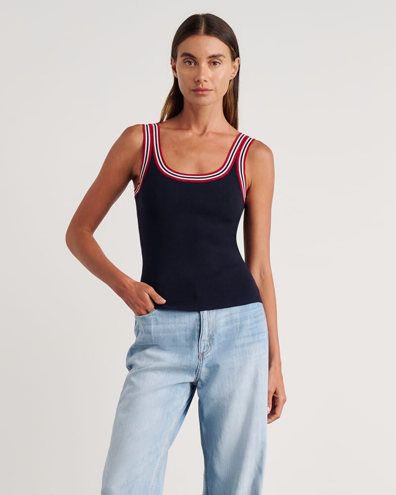 Lydia Stripe Knit Tank in INK