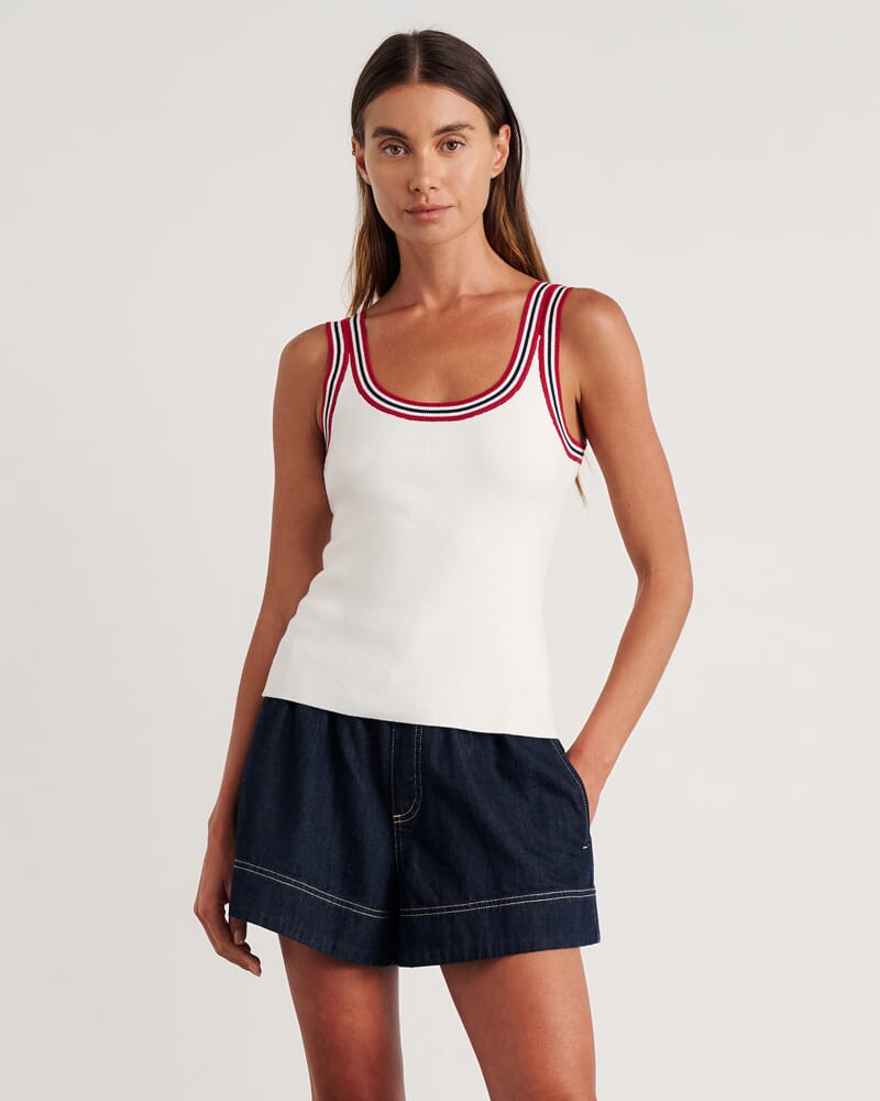 Lydia Stripe Knit Tank in MILK