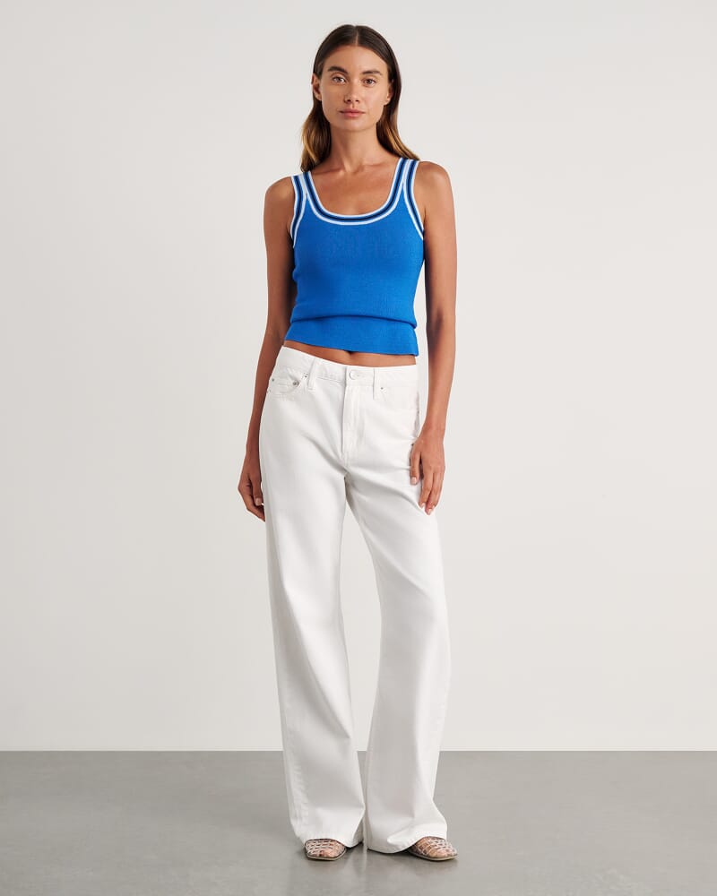 Lydia Stripe Knit Tank in OCEAN BLUE