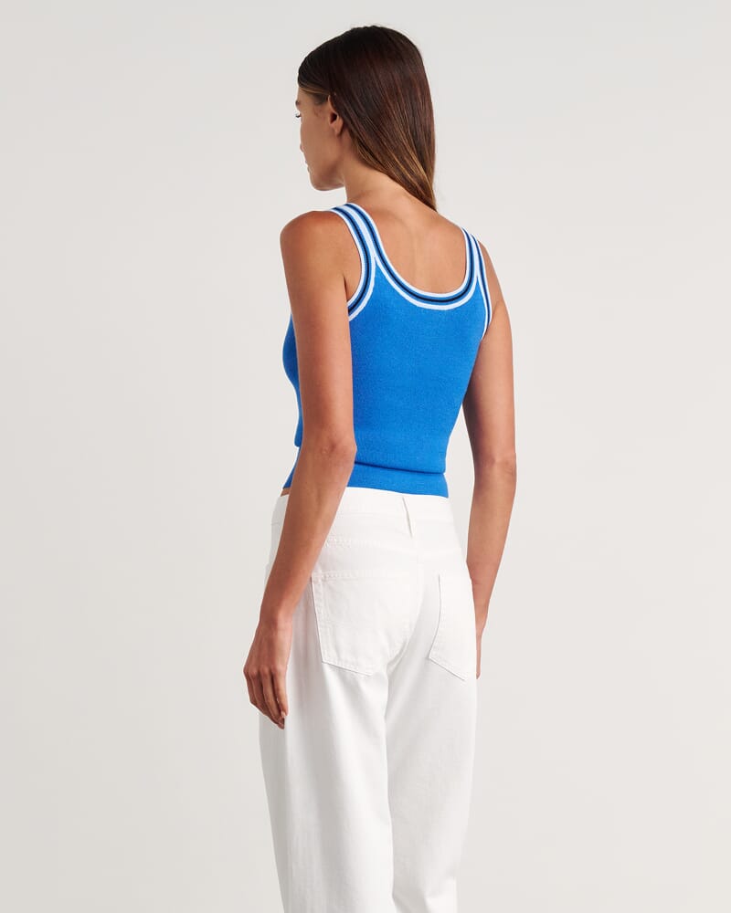 Lydia Stripe Knit Tank in OCEAN BLUE