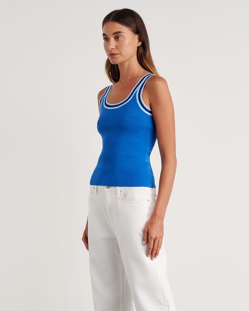 Lydia Stripe Knit Tank in OCEAN BLUE
