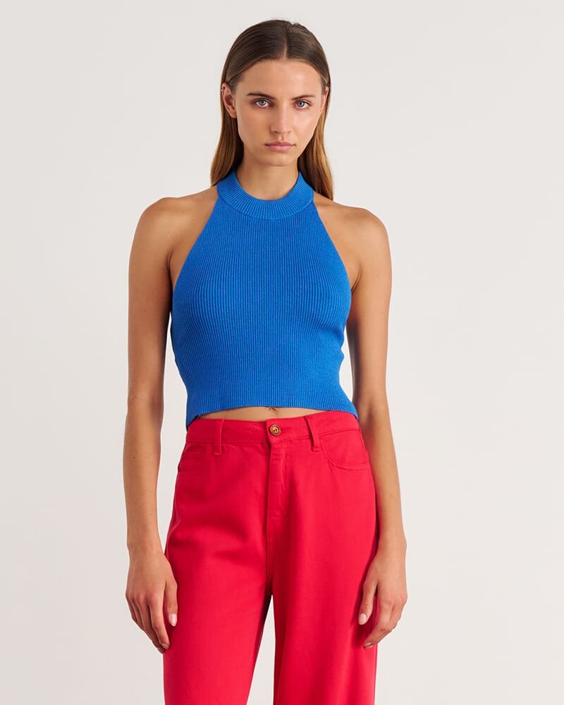 Nfw Knit Halter Top in OCEAN BLUE