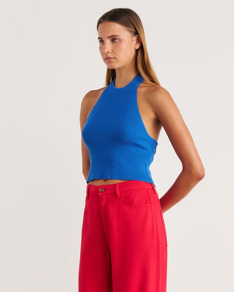 Nfw Knit Halter Top in OCEAN BLUE