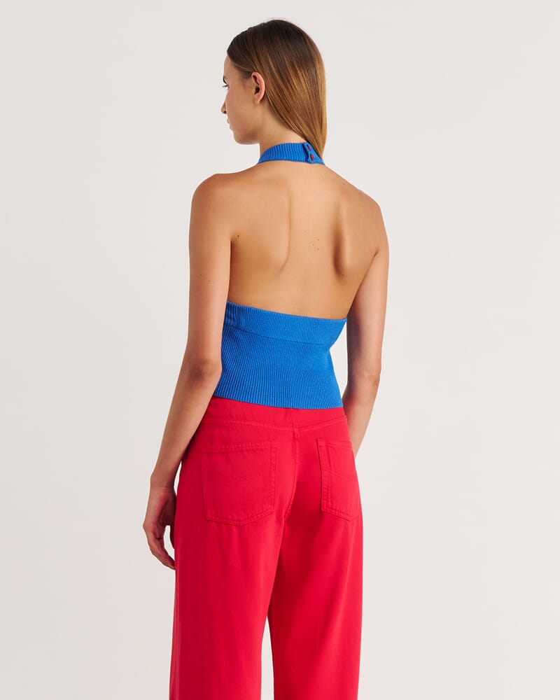 Nfw Knit Halter Top in OCEAN BLUE