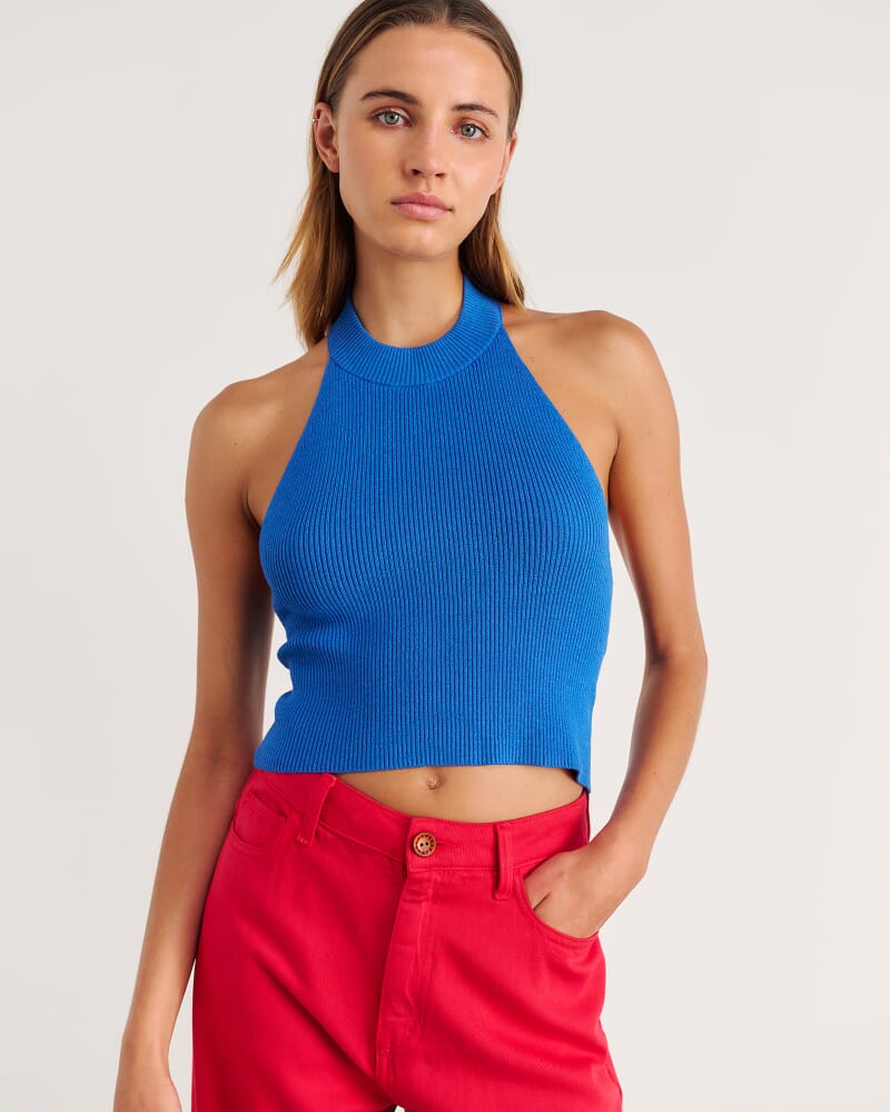 Nfw Knit Halter Top in OCEAN BLUE