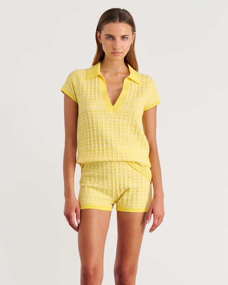 Nfw Longline Knit Top in YELLOW MULTI