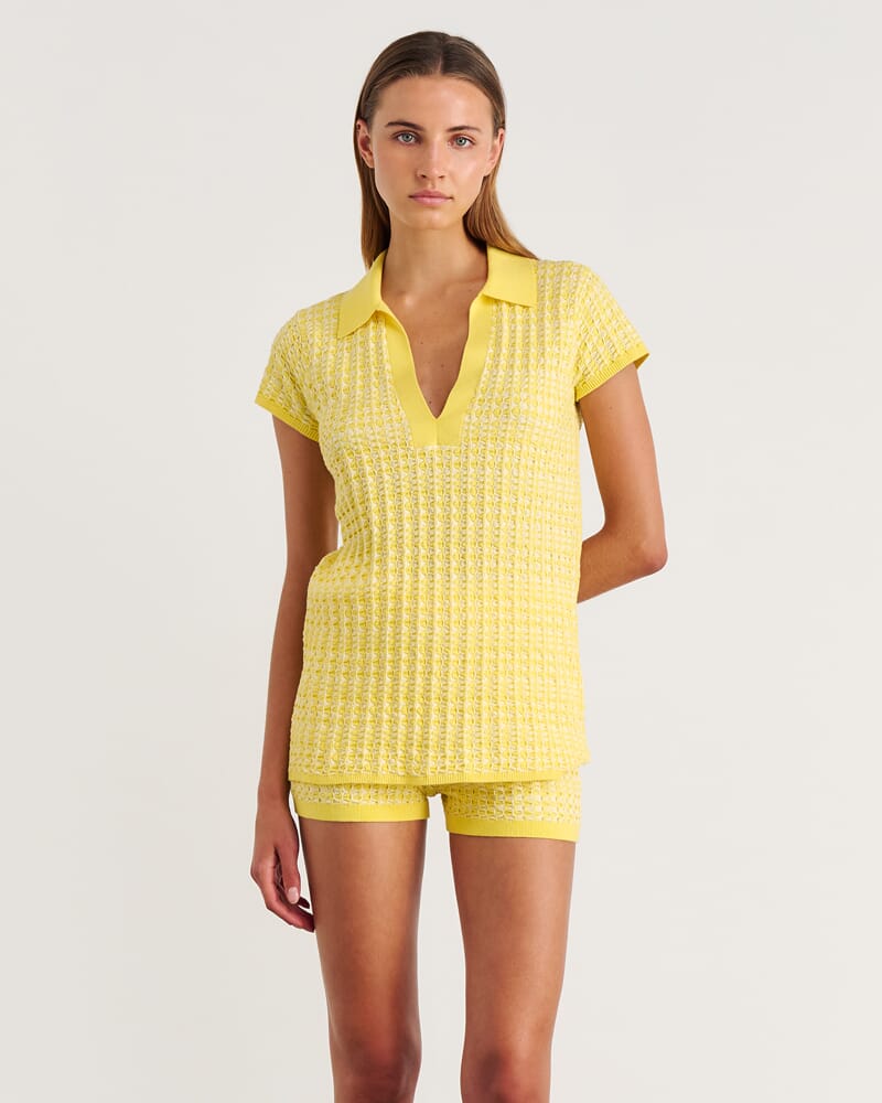 Nfw Longline Knit Top in YELLOW MULTI