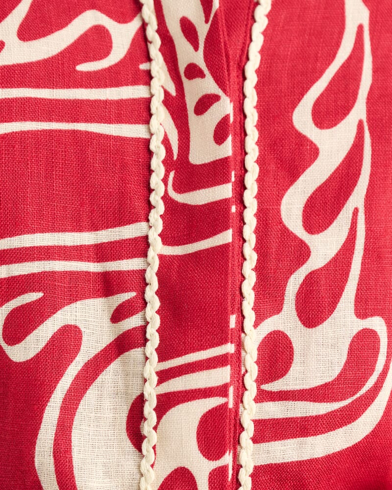 Ceezee Linen Shirt Dress in RED MULTI