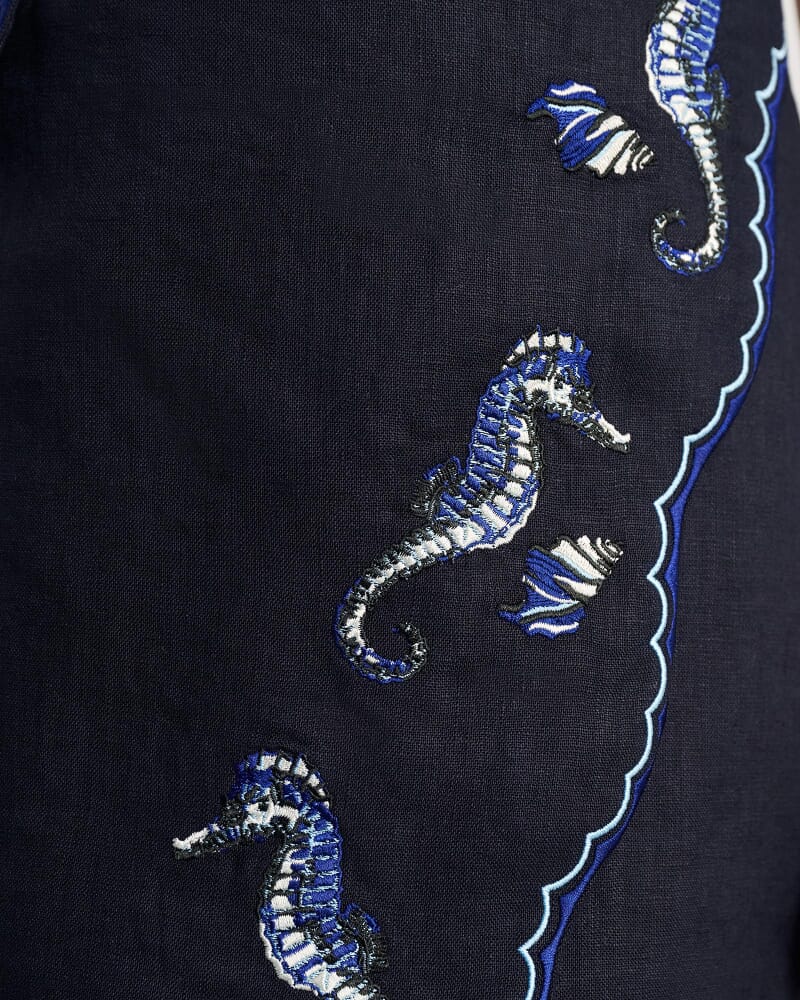 Seahorse Linen Bustier Dress in INK