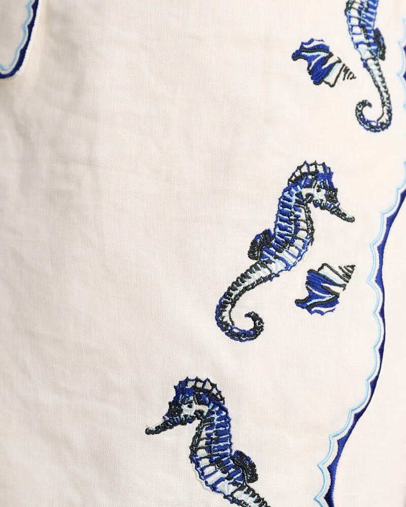 Seahorse Linen Bustier Dress in MILK