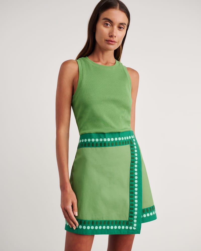 Canvas Mixed Media Dress in GREEN MULTI