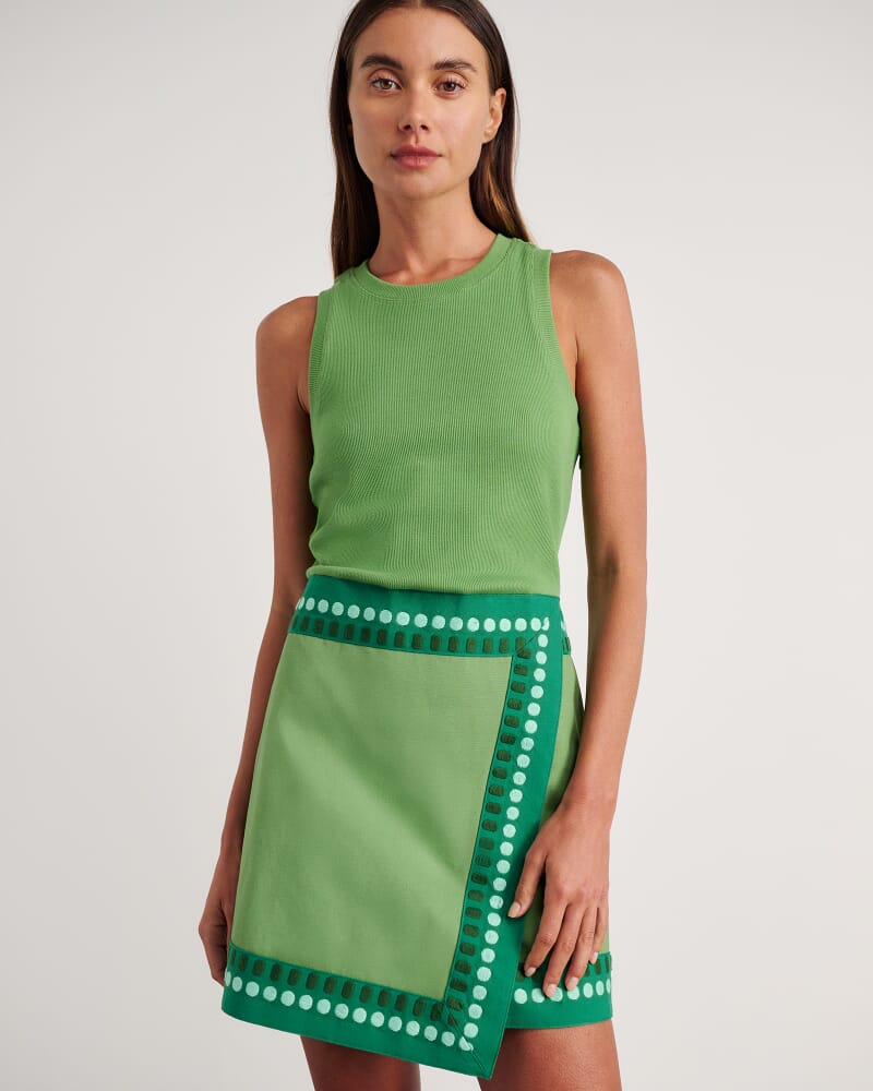 Canvas Mixed Media Dress in GREEN MULTI